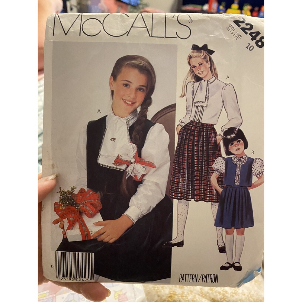 Vintage 1985 McCalls Girls Sewing Pattern 2248 Size 10 Uncut Skirt Vest Blouse